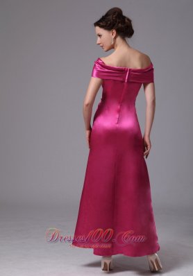 Hot Pink Off The Shoulder Mother Of Bride Dress