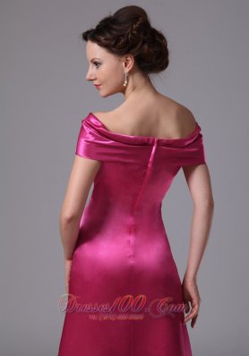 Hot Pink Off The Shoulder Mother Of Bride Dress