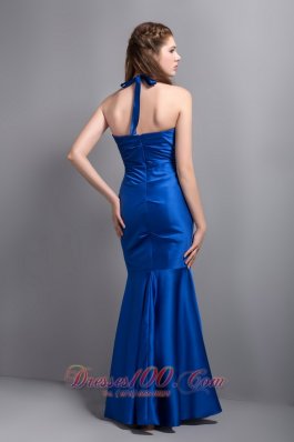 Royal Blue Mermaid Halter Seventeen Prom Dress