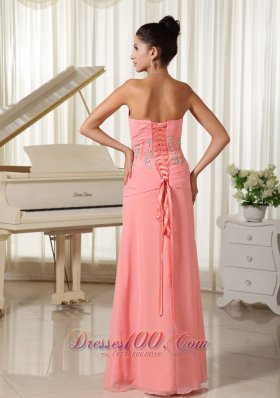 High Slit Watermelon Evening Dress Beading