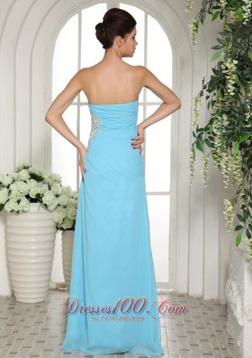 High Slit Appliques Baby Blue 2013 Prom Dress