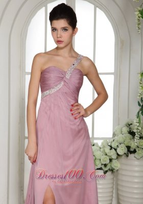 One Shoulder High Slit Light Pink 2013 Prom Dress