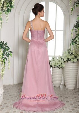 One Shoulder High Slit Light Pink 2013 Prom Dress