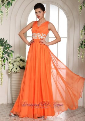 2013 Orange Red V-neck Prom Celebrity Dress