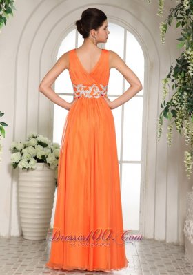 2013 Orange Red V-neck Prom Celebrity Dress