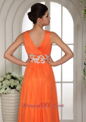 2013 Orange Red V-neck Prom Celebrity Dress