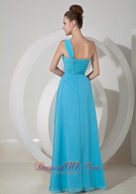 High Slit Prom Dress Aque Blue One Shoulder