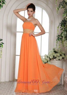 2013 Orange Red Beading Teenager Prom Dress
