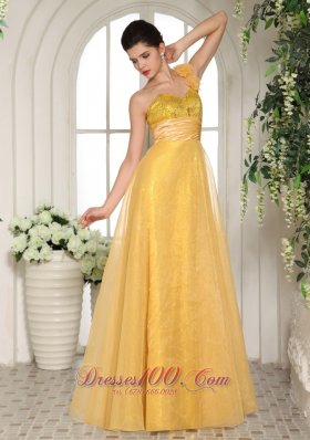 Light Yellow One Shoulder Seventeen Prom Dress