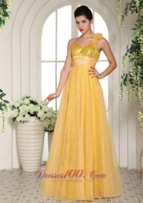 Light Yellow One Shoulder Seventeen Prom Dress