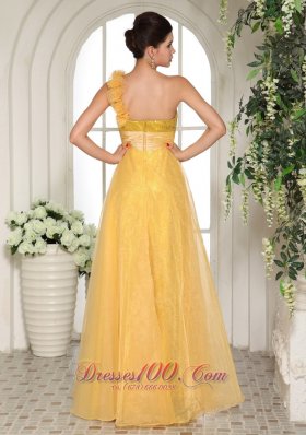 Light Yellow One Shoulder Seventeen Prom Dress