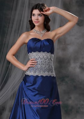 Blue Empire Lace Prom Teenager Prom Dress