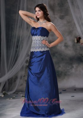 Blue Empire Lace Prom Teenager Prom Dress