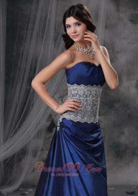 Blue Empire Lace Prom Teenager Prom Dress