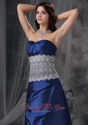 Blue Empire Lace Prom Teenager Prom Dress