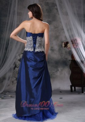 Blue Empire Lace Prom Teenager Prom Dress