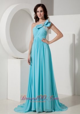 One Shoulder Aqua 2013 Evening Dress