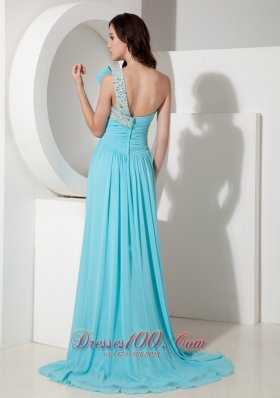 One Shoulder Aqua 2013 Evening Dress