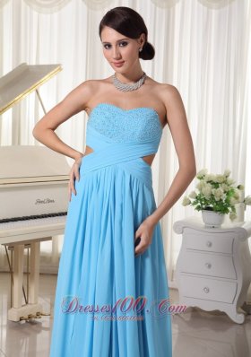 High Slit Brush Aqua Blue Dress for Prom