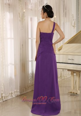 One Shoulder High Slit Purple Prom Dress