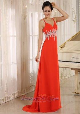 Red Prom Celebrity Dress With Spaghetti Straps