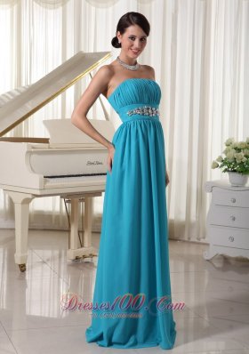 Brush Teal Beaded Decorate Dress for Prom