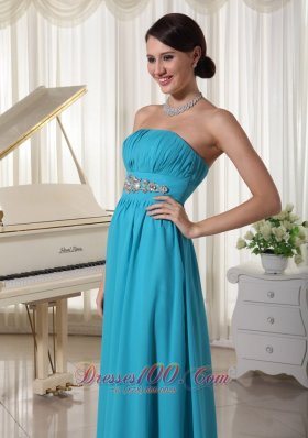 Brush Teal Beaded Decorate Dress for Prom