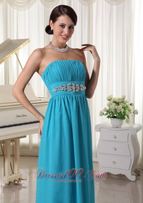 Brush Teal Beaded Decorate Dress for Prom