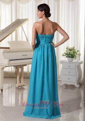 Brush Teal Beaded Decorate Dress for Prom