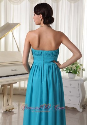 Brush Teal Beaded Decorate Dress for Prom