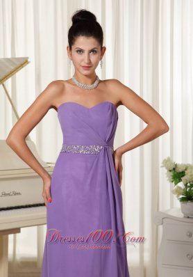 High Slit Lavender Ruch Dress for Prom