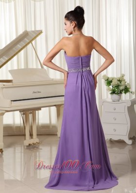 High Slit Lavender Ruch Dress for Prom