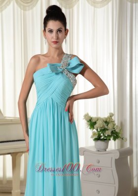 Bow One Shoulder Prom Dress Brush Teenager