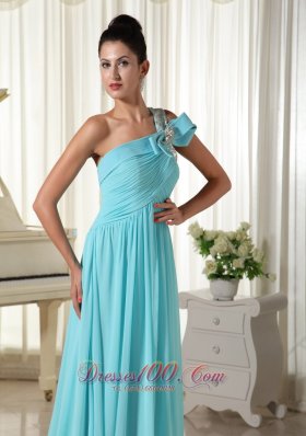 Bow One Shoulder Prom Dress Brush Teenager