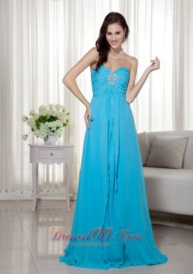Teal Empire Brush Beading Dress for Prom Pageant