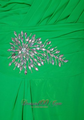 2013 One Shoulder Green Beading Prom Pageant Dress