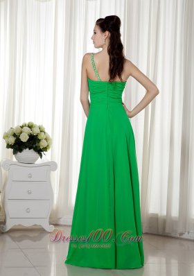 2013 One Shoulder Green Beading Prom Pageant Dress