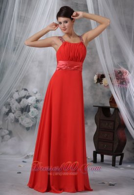 Trendy Straps Red Prom Dress Beading Seventeen