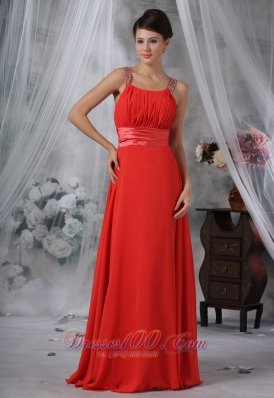 Trendy Straps Red Prom Dress Beading Seventeen