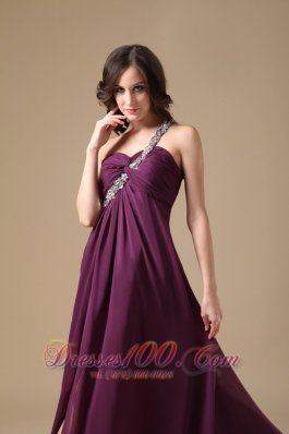 One Shoulder Prom Dress Slit Brush Purple