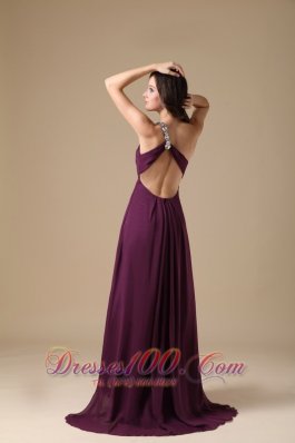 One Shoulder Prom Dress Slit Brush Purple