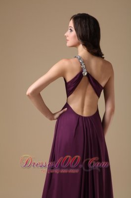 One Shoulder Prom Dress Slit Brush Purple