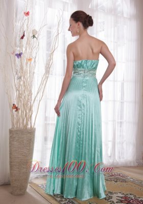 2013 Pleat Apple Green Beading Prom Dress