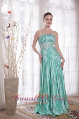 2013 Pleat Apple Green Beading Prom Dress