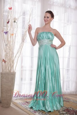 2013 Pleat Apple Green Beading Prom Dress