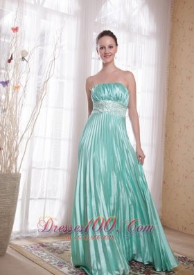 2013 Pleat Apple Green Beading Prom Dress