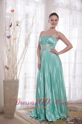 2013 Pleat Apple Green Beading Prom Dress