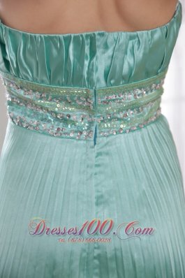 2013 Pleat Apple Green Beading Prom Dress