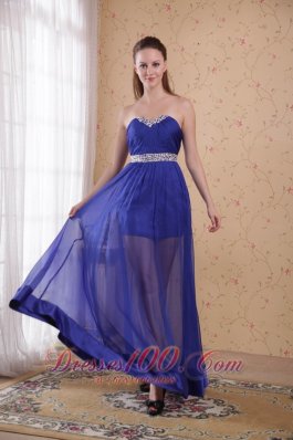 Royal Blue Prom Celebrity Dress Beading Ruch