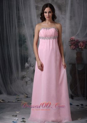 Backless Beading Baby Pink Dress for Prom